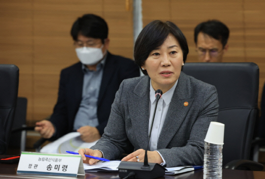 K-Food+ 수출확대 추진본부 간담회에서 발언 중인 송미령 농식품부 장관. 사진 농식품부